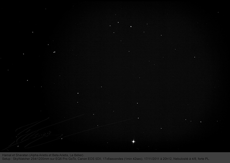 astronomie ciel nuit astro photo télescope étoiles croix brille Hamal Sharatan
