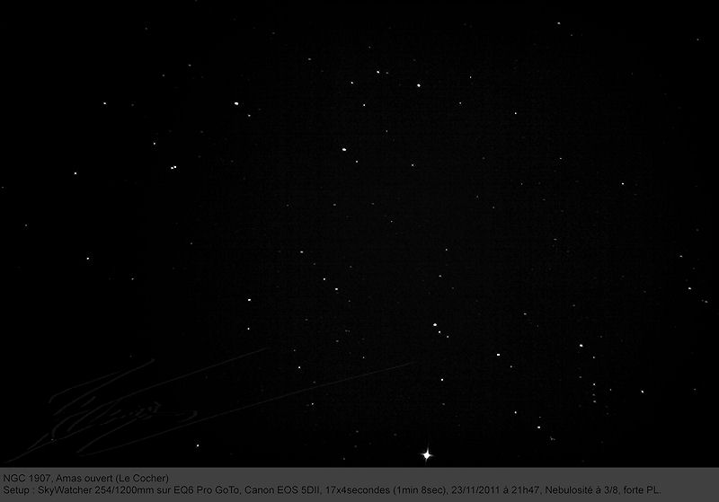 astronomie ciel nuit astro photo télescope étoiles NC1907 ngc 1907 amas ouvert