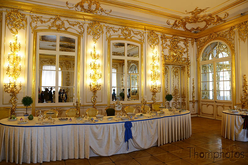 reportage photo 2018 russie saint petersbourg petrograd Tsárskoye Seló palais palace intérieur dorure table repas diner meal