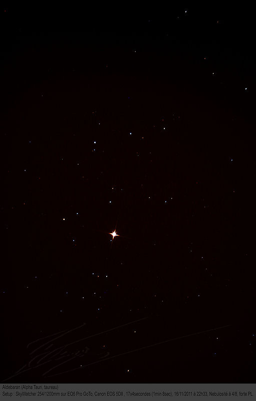 astronomie ciel nuit astro photo télescope étoiles croix brille aldebaran rouge