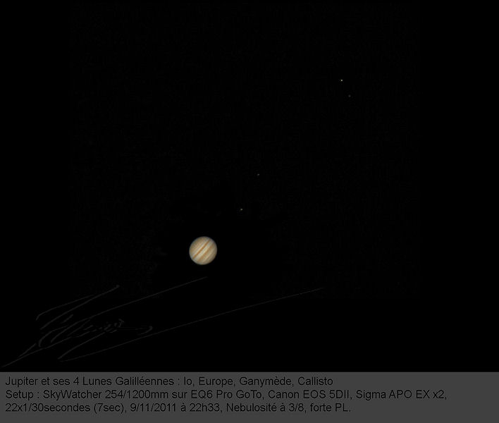 astronomie étoiles photo télescope astro ciel nuit jupiter planète lune satellite Io Europe Callisto Ganymède
