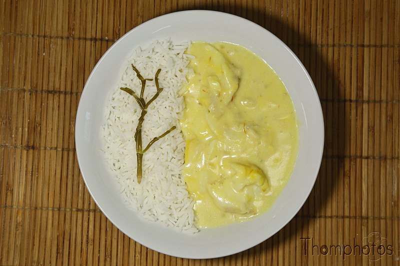 cuisine cooking plat nourriture bouffe repas meal fait maison hand made poisson fish cabillaud sauce safran riz salicorne