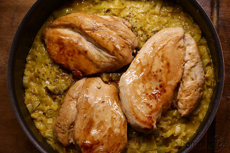 cuisine cooking plat nourriture bouffe repas meal fait maison hand made poulet chicken curry fondue de poireau