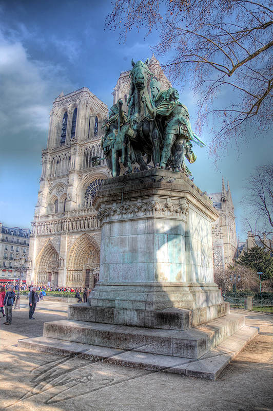 reportage 2012 paris notre-dame notre dame cathédrale statue bronze charlemagne hdr photo